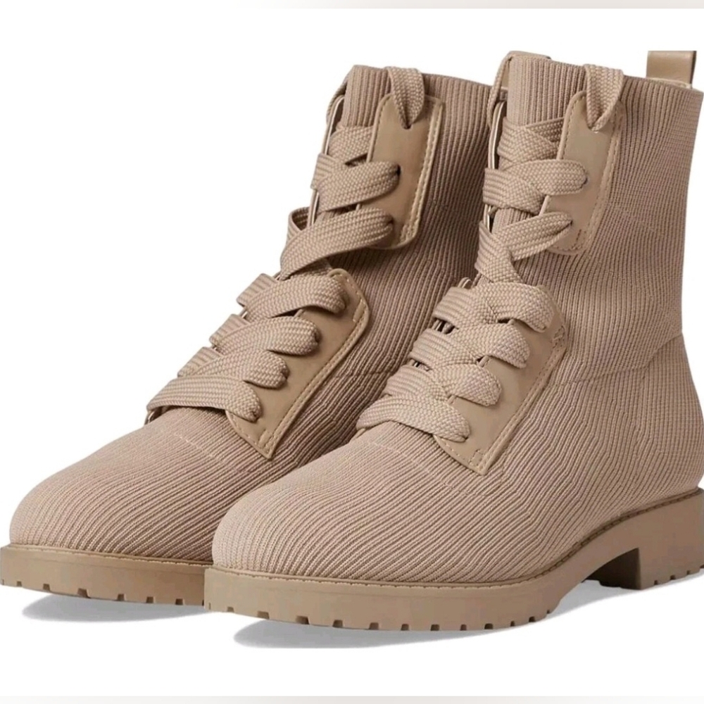 Bandolino Fran Combat Lace Up Knit Boot Almond Whisp Womens Size 11 Nordstrom